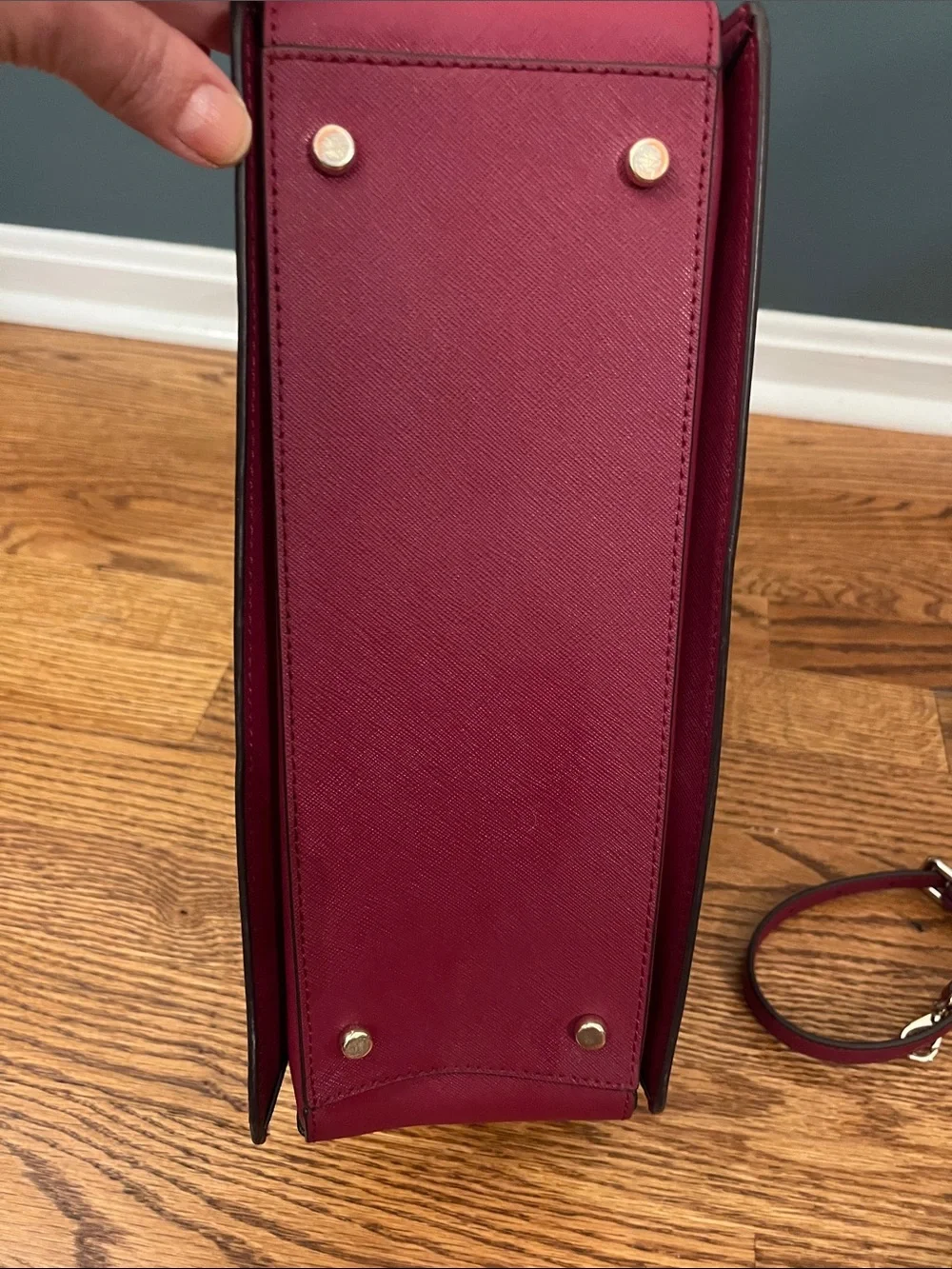 Kate Spade Laurel Way Reese Satchel Crossbody Saffiano Leather Blackberry/Maroon